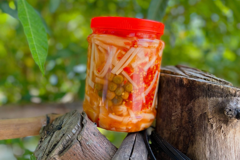 Pickled bamboo shoots and wild forest spices from Northern Vietnam highlands